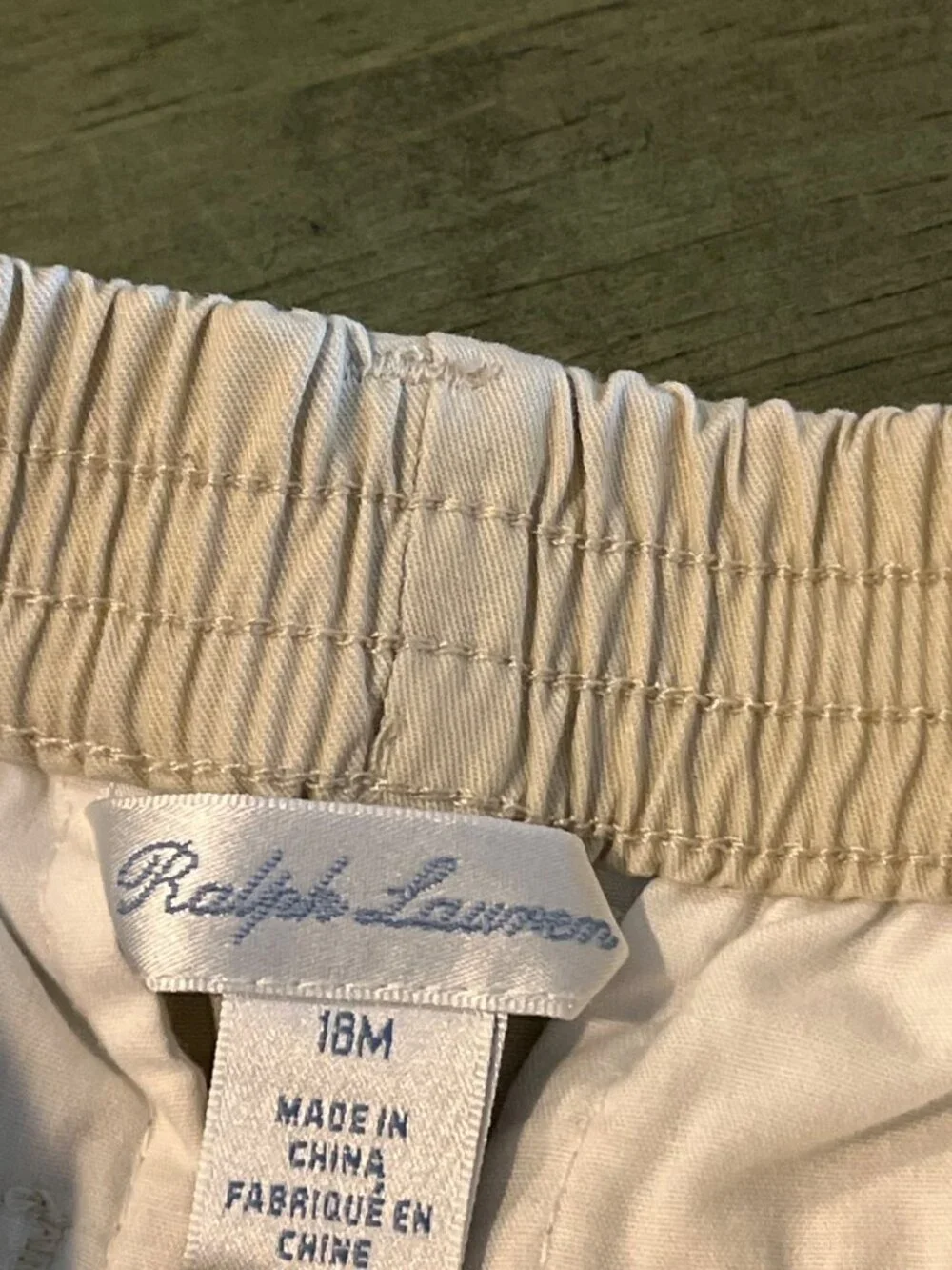 Ralph Lauren Baby Khaki Pants 18M With Elastic Waist & Button Details